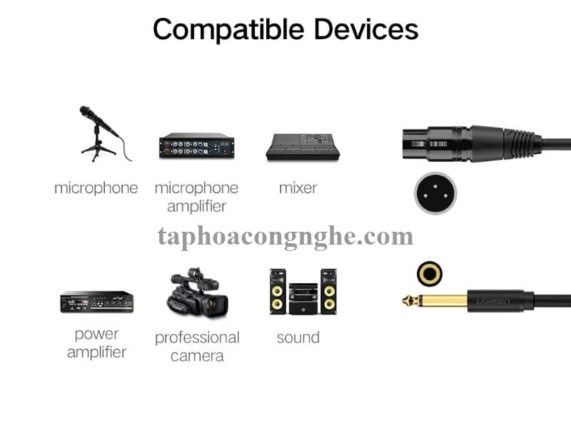 Ugreen 20721 5M màu Đen Cáp âm thanh 6.5mm sang Canon âm AV131 30020721